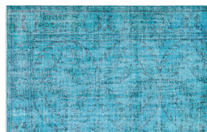 Turquoise Over Dyed Vintage Rug 6'0'' x 9'6'' ft 183 x 290 cm