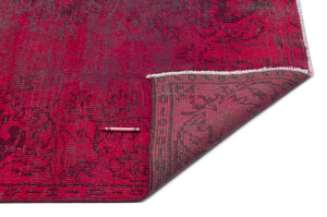 Red Over Dyed Vintage Rug 4'9'' x 7'10'' ft 146 x 238 cm