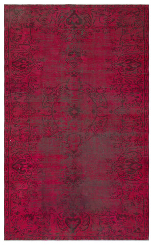 Red Over Dyed Vintage Rug 4'9'' x 7'10'' ft 146 x 238 cm
