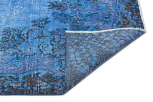 Blue Over Dyed Vintage Rug 5'8'' x 9'3'' ft 172 x 282 cm