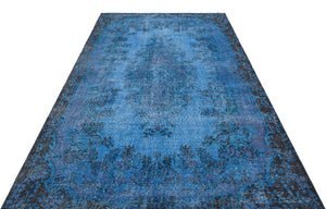Blue Over Dyed Vintage Rug 5'8'' x 9'3'' ft 172 x 282 cm