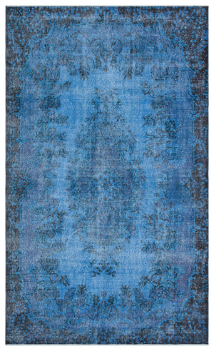 Blue Over Dyed Vintage Rug 5'8'' x 9'3'' ft 172 x 282 cm