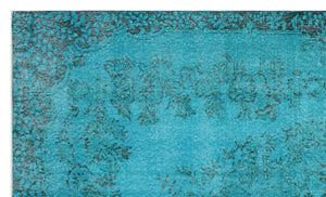 Turquoise Over Dyed Vintage Rug 5'2'' x 8'8'' ft 158 x 263 cm
