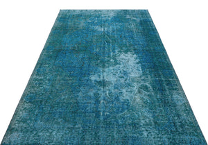 Turquoise Over Dyed Vintage Rug 5'0'' x 8'5'' ft 153 x 256 cm
