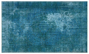 Turquoise Over Dyed Vintage Rug 5'0'' x 8'5'' ft 153 x 256 cm