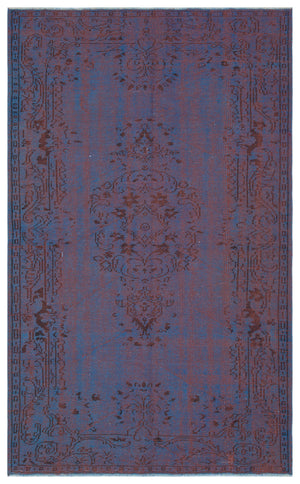 Blue Over Dyed Vintage Rug 4'12'' x 8'2'' ft 152 x 248 cm