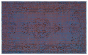 Blue Over Dyed Vintage Rug 4'12'' x 8'2'' ft 152 x 248 cm