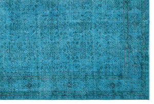Turquoise Over Dyed Vintage Rug 6'11'' x 10'4'' ft 210 x 315 cm