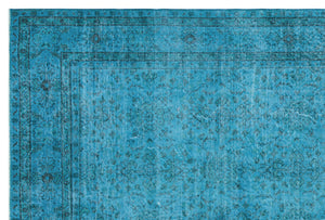 Turquoise Over Dyed Vintage Rug 6'11'' x 10'4'' ft 210 x 315 cm