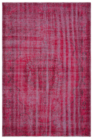 Fuchsia Over Dyed Vintage Rug 5'9'' x 8'11'' ft 176 x 273 cm