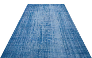 Blue Over Dyed Vintage Rug 5'9'' x 9'4'' ft 175 x 285 cm