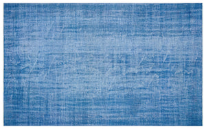 Blue Over Dyed Vintage Rug 5'9'' x 9'4'' ft 175 x 285 cm