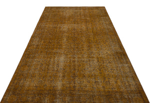 Brown Over Dyed Vintage Rug 5'3'' x 9'4'' ft 161 x 285 cm