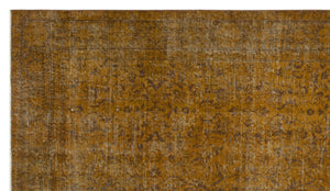 Brown Over Dyed Vintage Rug 5'3'' x 9'4'' ft 161 x 285 cm