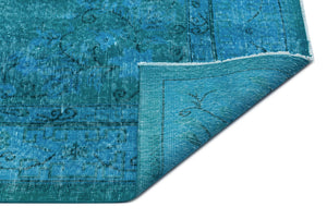 Turquoise Over Dyed Vintage Rug 6'10'' x 9'10'' ft 208 x 300 cm