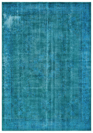 Turquoise Over Dyed Vintage Rug 6'10'' x 9'10'' ft 208 x 300 cm