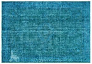 Turquoise Over Dyed Vintage Rug 6'10'' x 9'10'' ft 208 x 300 cm