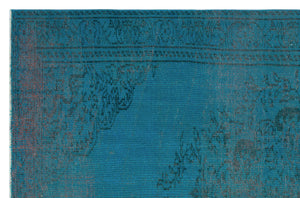 Turquoise Over Dyed Vintage Rug 5'8'' x 8'8'' ft 173 x 264 cm