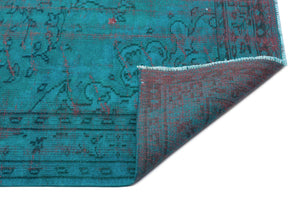 Turquoise Over Dyed Vintage Rug 4'11'' x 7'9'' ft 149 x 236 cm