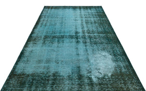 Turquoise Over Dyed Vintage Rug 5'7'' x 8'12'' ft 171 x 274 cm