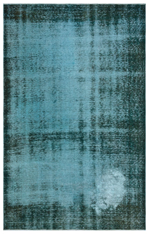 Turquoise Over Dyed Vintage Rug 5'7'' x 8'12'' ft 171 x 274 cm