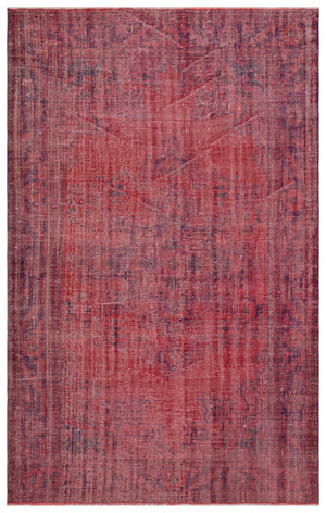 Red Over Dyed Vintage Rug 6'0'' x 9'6'' ft 183 x 290 cm