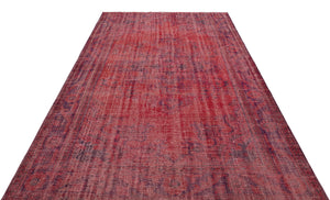 Red Over Dyed Vintage Rug 6'0'' x 9'6'' ft 183 x 290 cm