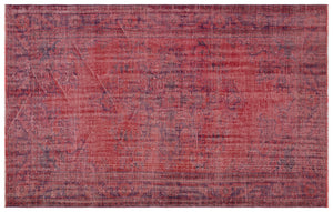 Red Over Dyed Vintage Rug 6'0'' x 9'6'' ft 183 x 290 cm