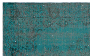 Turquoise Over Dyed Vintage Rug 6'2'' x 9'4'' ft 187 x 284 cm