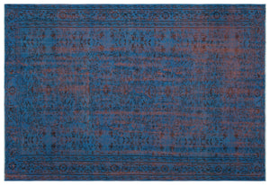 Blue Over Dyed Vintage Rug 5'12'' x 8'10'' ft 182 x 268 cm