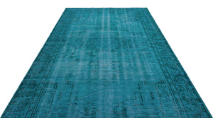 Turquoise Over Dyed Vintage Rug 6'5'' x 9'3'' ft 196 x 281 cm