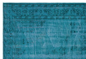 Turquoise Over Dyed Vintage Rug 6'5'' x 9'3'' ft 196 x 281 cm