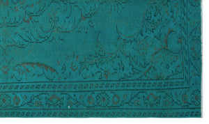 Turquoise Over Dyed Vintage Rug 5'5'' x 9'2'' ft 164 x 280 cm