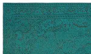 Turquoise Over Dyed Vintage Rug 5'5'' x 9'2'' ft 164 x 280 cm