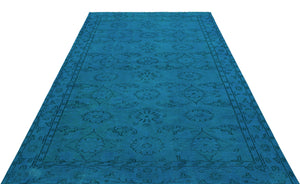 Turquoise Over Dyed Vintage Rug 5'9'' x 8'8'' ft 174 x 264 cm
