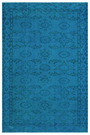 Turquoise Over Dyed Vintage Rug 5'9'' x 8'8'' ft 174 x 264 cm