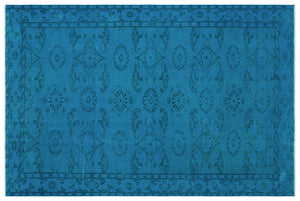 Turquoise Over Dyed Vintage Rug 5'9'' x 8'8'' ft 174 x 264 cm