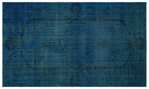 Turquoise Over Dyed Vintage Rug 5'8'' x 9'7'' ft 173 x 293 cm