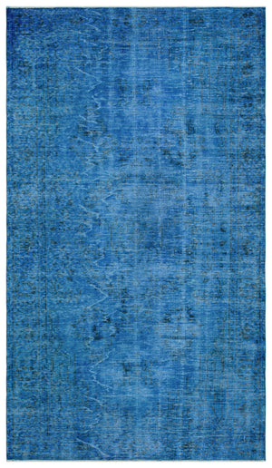 Blue Over Dyed Vintage Rug 5'10'' x 10'2'' ft 177 x 309 cm