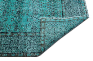 Turquoise Over Dyed Vintage Rug 5'6'' x 8'10'' ft 167 x 268 cm
