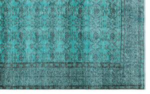 Turquoise Over Dyed Vintage Rug 5'6'' x 8'10'' ft 167 x 268 cm