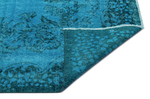 Turquoise Over Dyed Vintage Rug 5'9'' x 9'2'' ft 174 x 280 cm