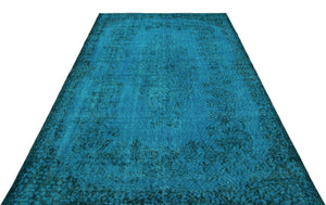 Turquoise Over Dyed Vintage Rug 5'9'' x 9'2'' ft 174 x 280 cm