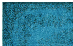 Turquoise Over Dyed Vintage Rug 5'9'' x 9'2'' ft 174 x 280 cm
