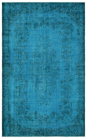 Turquoise Over Dyed Vintage Rug 5'9'' x 9'2'' ft 174 x 280 cm