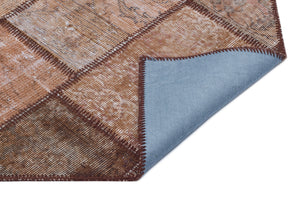 Brown Over Dyed Patchwork Unique Rug 3'12'' x 5'11'' ft 121 x 180 cm