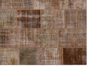 Brown Over Dyed Patchwork Unique Rug 9'1'' x 12'0'' ft 277 x 366 cm