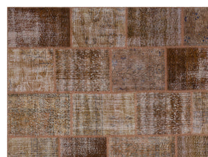 Brown Over Dyed Patchwork Unique Rug 9'1'' x 12'0'' ft 277 x 366 cm