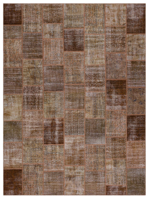 Brown Over Dyed Patchwork Unique Rug 9'1'' x 12'0'' ft 277 x 366 cm