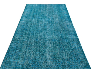 Turquoise Over Dyed Vintage Rug 4'9'' x 8'6'' ft 146 x 259 cm